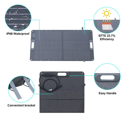 High-efficiency 100W Foldable Solar Panel from CTOLITY offers 20.5V, 4.88A max output for power stations and outdoor use.