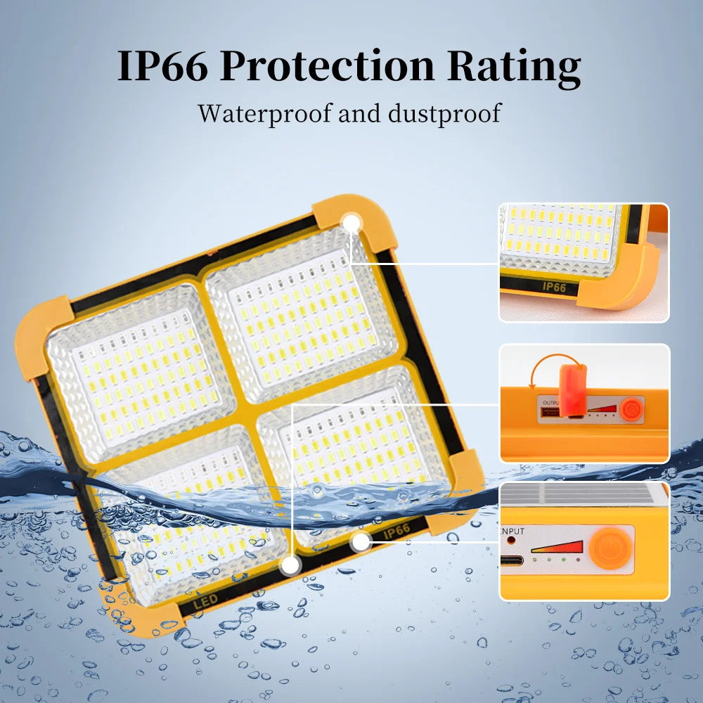 Waterproof Portable Solar LED Outdoor Light – USB Rechargeable Emergency Lantern | Power Bank, perfect for adventures.