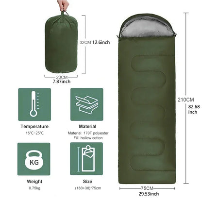 Compact and warm, the 4-Season Ultralight Waterproof Sleeping Bag is perfect for camping and hiking adventures.