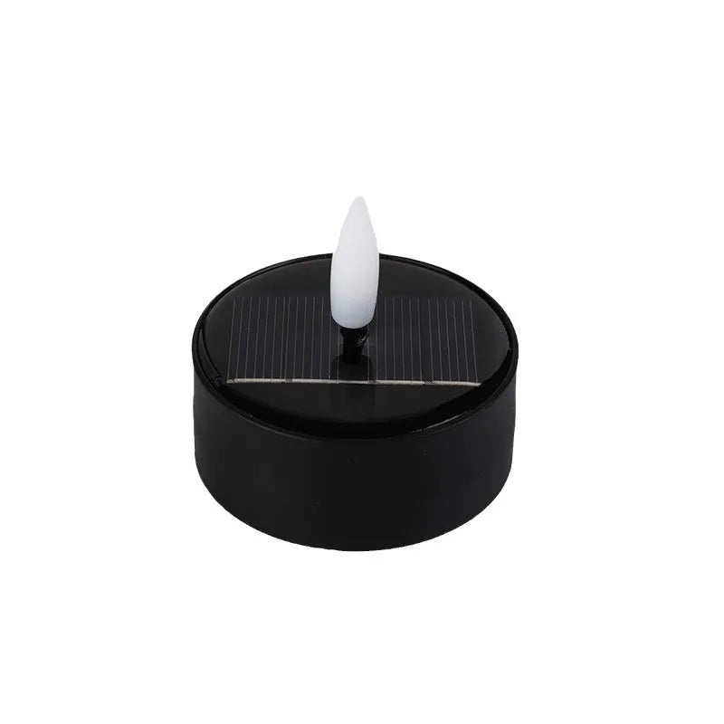 Illuminate your space with the Solar Flameless LED Tea Light Candle – 6cm Flickering Yellow Light, perfect for outdoor ambiance.