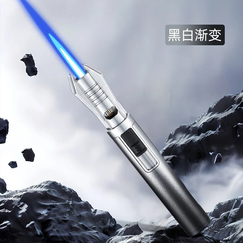 Powerful Torch Lighter – Windproof Jet Flame with Safety Lock | Refillable Butane Gas Lighter for Emergencies in action.