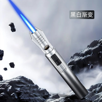Powerful Torch Lighter – Windproof Jet Flame with Safety Lock | Refillable Butane Gas Lighter for Emergencies in action.