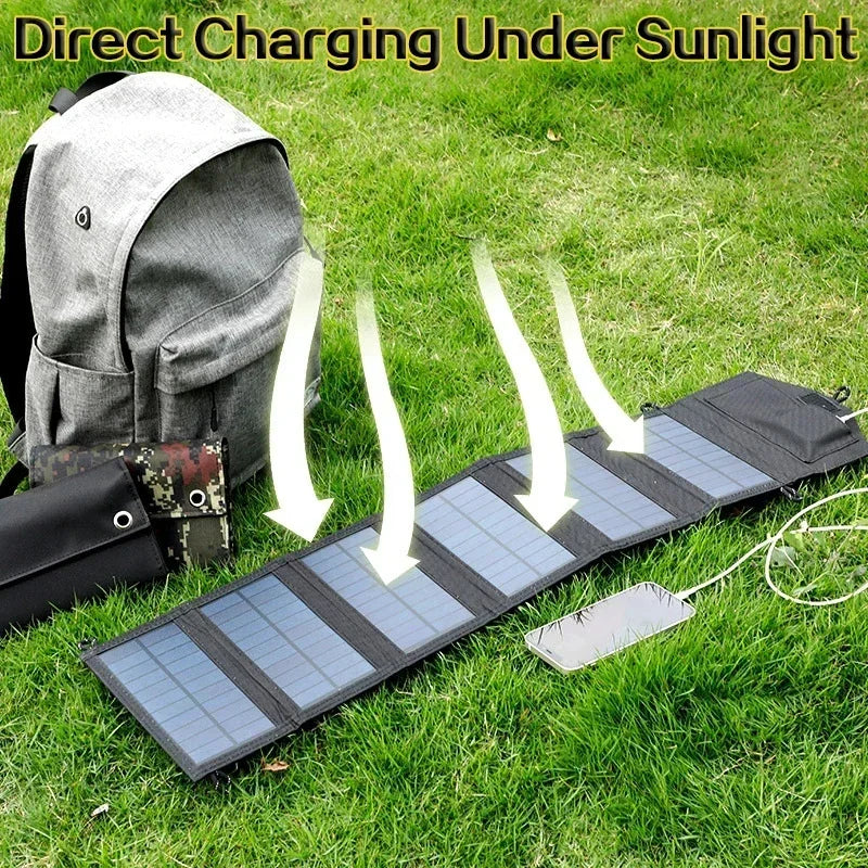 1000W Foldable Solar Panel Charger – Portable USB charges devices outdoors, perfect for hiking and camping adventures.