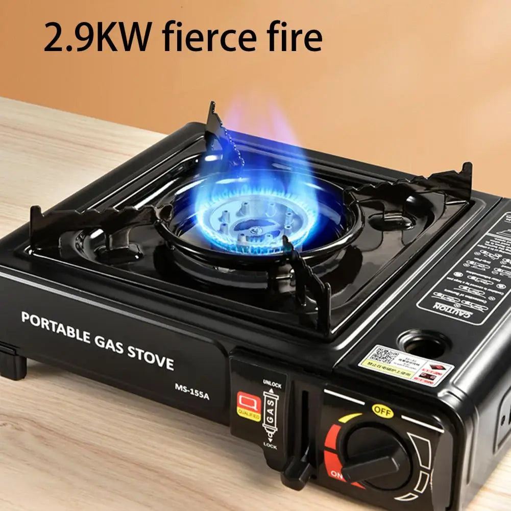 Portable Dual-Fuel Butane gas stove with fierce flame, perfect for camping and emergencies, ensures reliable cooking.