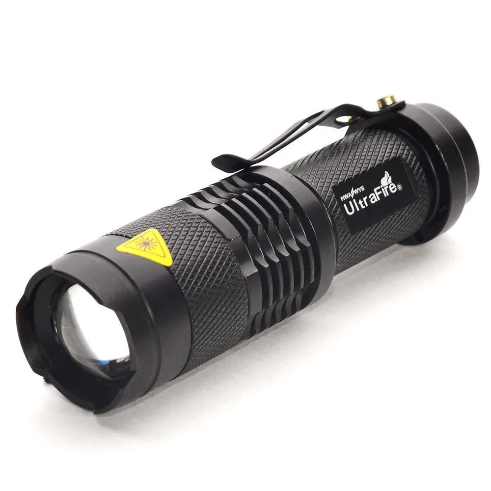 UltraFire SK68 EDC Flashlight – Compact Zoomable Torch, offering 300 lumens and AA/14500 battery support for reliability.